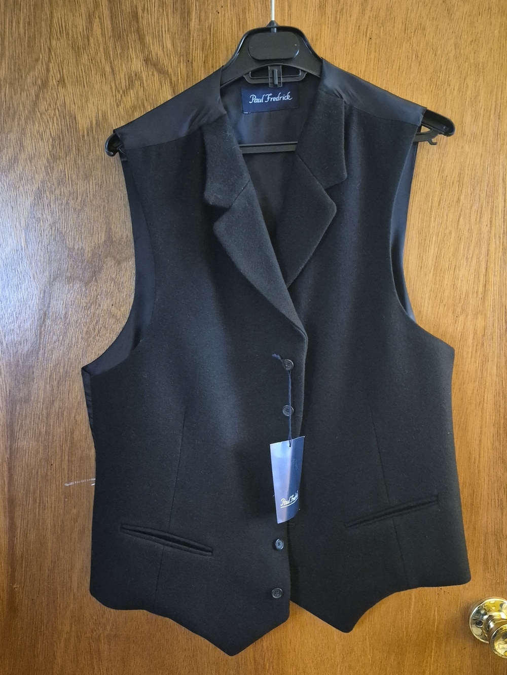 Paul Fredrick Vintage Black Wool Notch-Lapel Men’s Vest